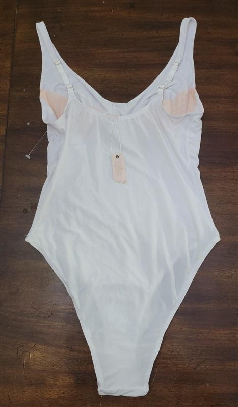 NWT HAH Intimates XS White Eyes On Top Bodysuit 119078