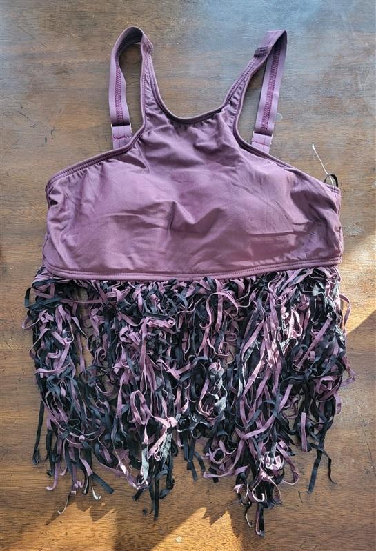 NWT Luxe By Lisa Vogel Fringe Benefits XS Solid Scoop Bikini Swim Top 119081