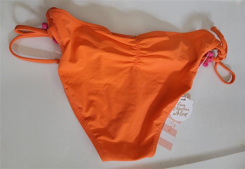 NWT Pilyq PQ M Orange Pink Pom Pom Side Tie Bikini Bottom 119090
