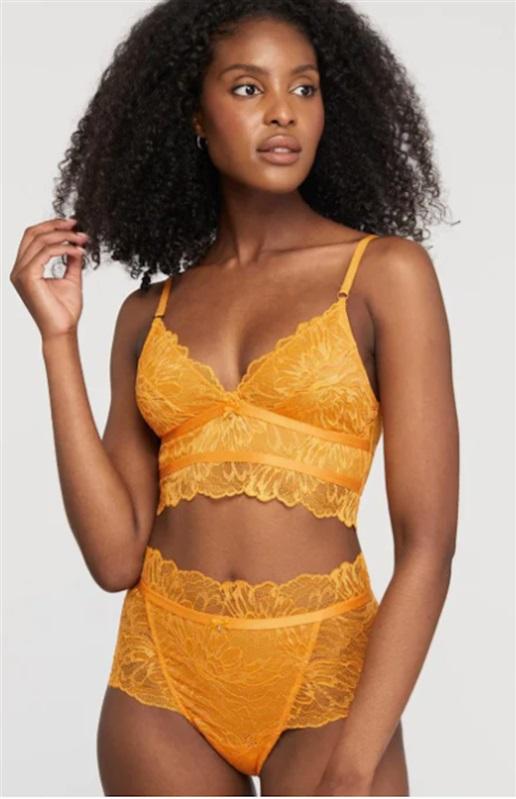 NWT Fleur'T Lace Yellow Longline Bra & Panty Set 119092