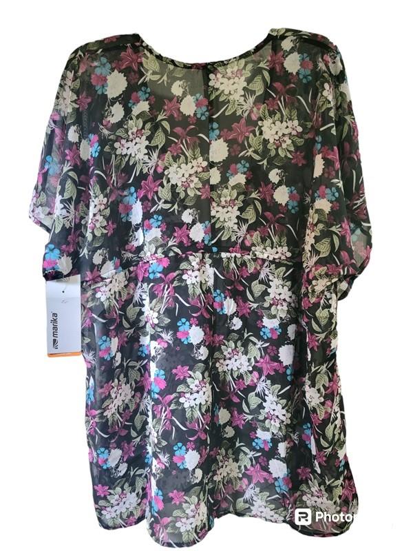 NWT Marika Floral Tie Front Kimono Cover Up 119103