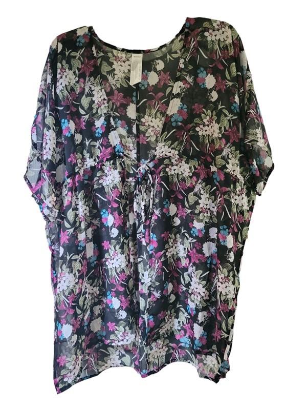NWT Marika Floral Tie Front Kimono Cover Up 119103