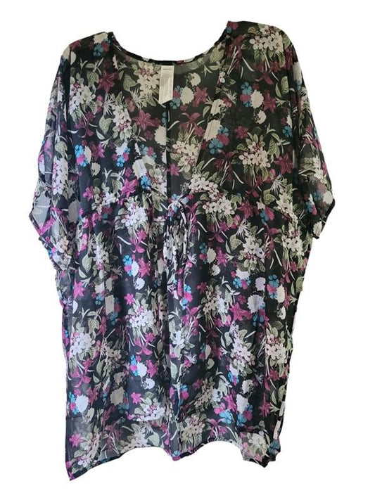 NWT Marika Floral Tie Front Kimono Cover Up 119103