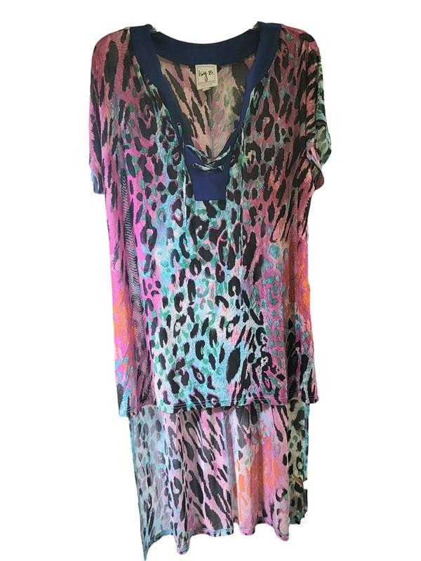 NWOT Isy B. XS/S Floral Animal Print Hi-Lo Kimono Cover Up 119105