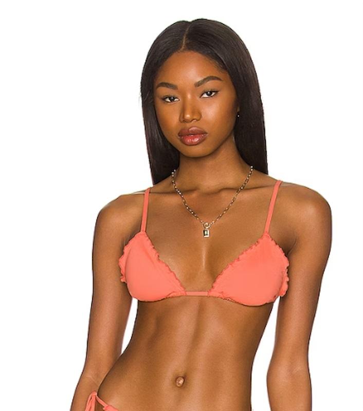 NWT L*Space M Maggie Bikini Top Orange FSC Swimsuit 119124
