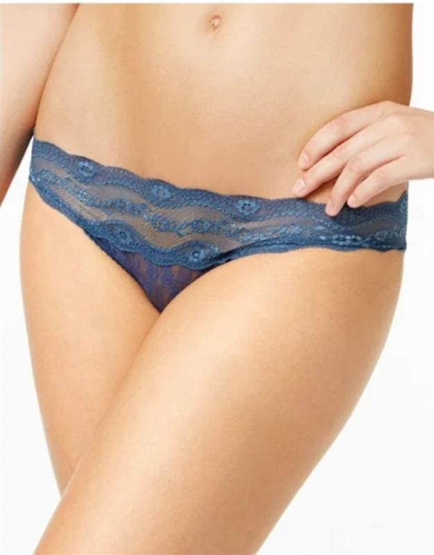 NWT b.tempt'd by Wacoal XL Lace Kiss Thong (970182) Blue 119157