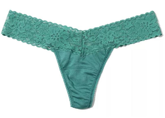 NWT Hanky Panky 2pr DreamEase 631004 Lace Low Rise Thong Underwear Green 119177