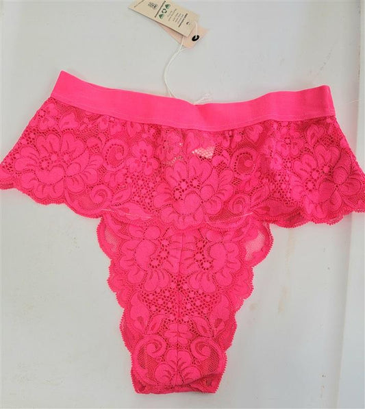 NWT Free People WE ARE HAH Spin Me High Waist Lace Panty Pink 119215