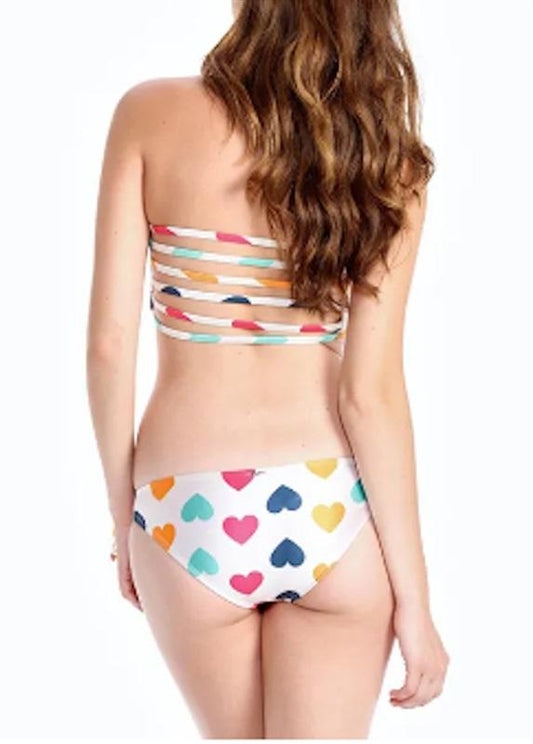 NWT WILDFOX S Heart Boyshort Ruched sides Bikini Bottoms Swim 119241