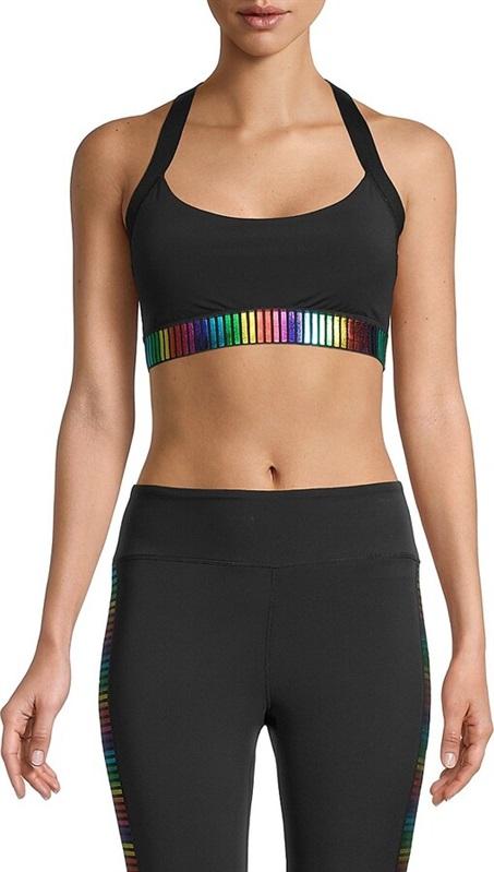 NWT Pam & Gela M Rainbow Sports Bra Black 119242