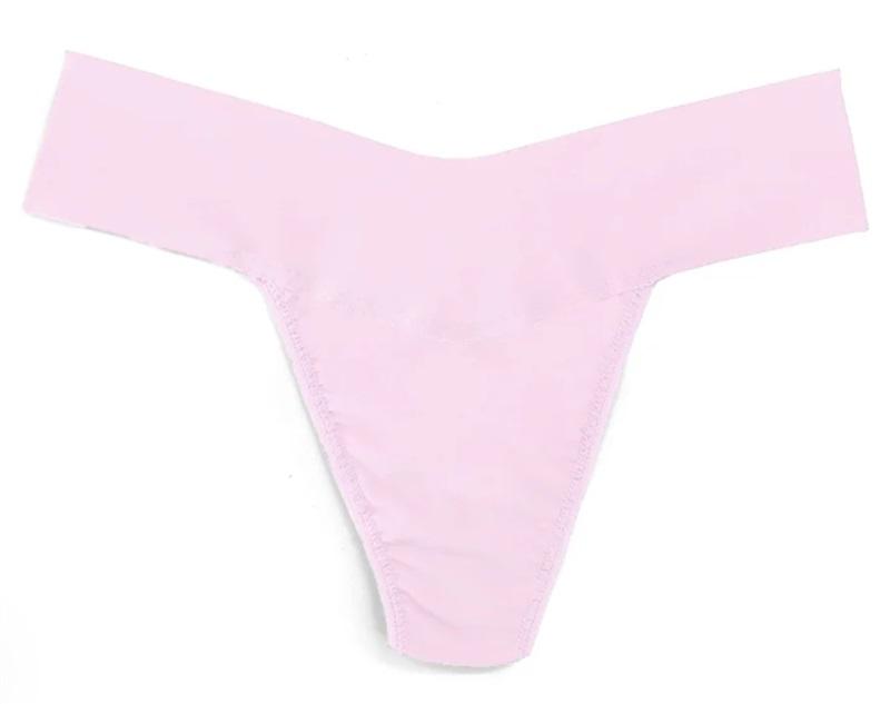 NWOT Hanky Panky L Breathe Natural Rise Thong Underwear Panty Pink 119263