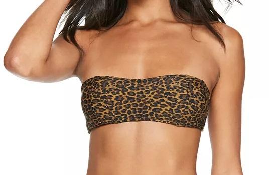 NWT Kendall + Kylie Leopard XL Animal Print Bandeau Bikini Swim Top #119284