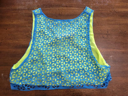 NWT LF Chandelier CDR Laser Cut Out Crop Top Blue Green 119336
