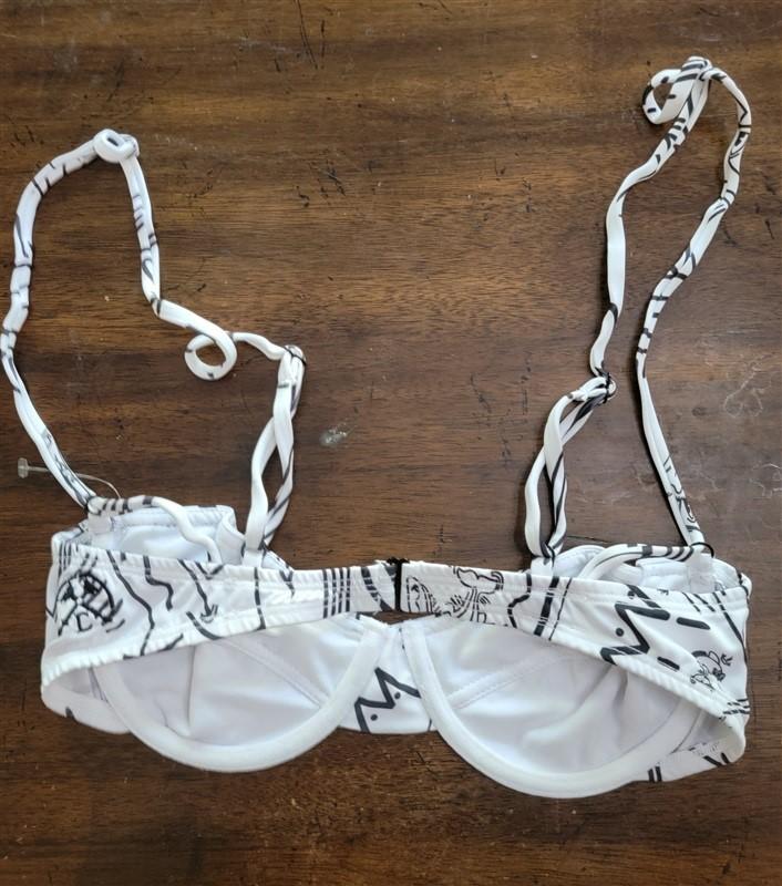 NWT Civil Regime Graffiti M Bikini Top & Shirred High-Waisted Swim Bottom 119344