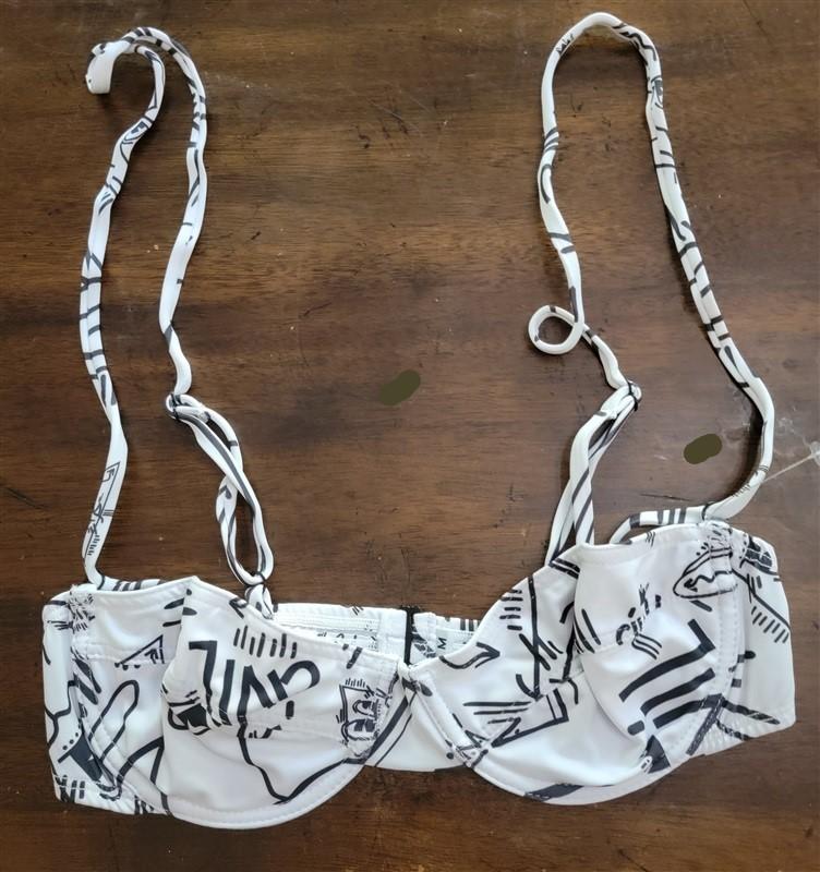 NWT Civil Regime Graffiti M Bikini Top & Shirred High-Waisted Swim Bottom 119344