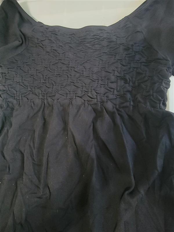 NWOT Last Tango S/M Ruched Baby Doll Black SS Top 119360