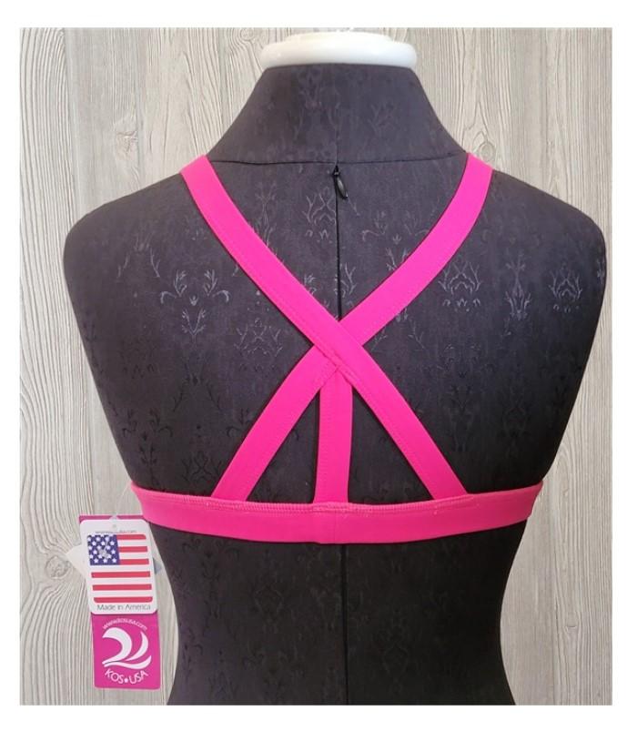 NWT Kos USA M High Performance Racerback Yoga Dance Sports Bra 8363 Pink 119373