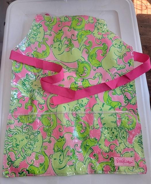 NWOT Lilly Pulitzer Child's Fried Catfish Pink Green Cat fish Apron 119381