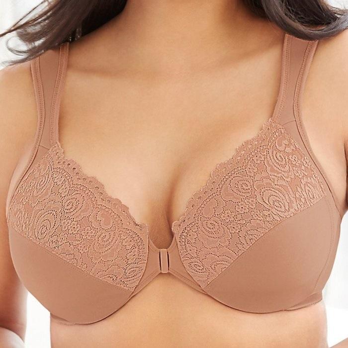 NWOT Glamorise 34B Elgance Front Close Underwire Bra 1245 Brown 119395