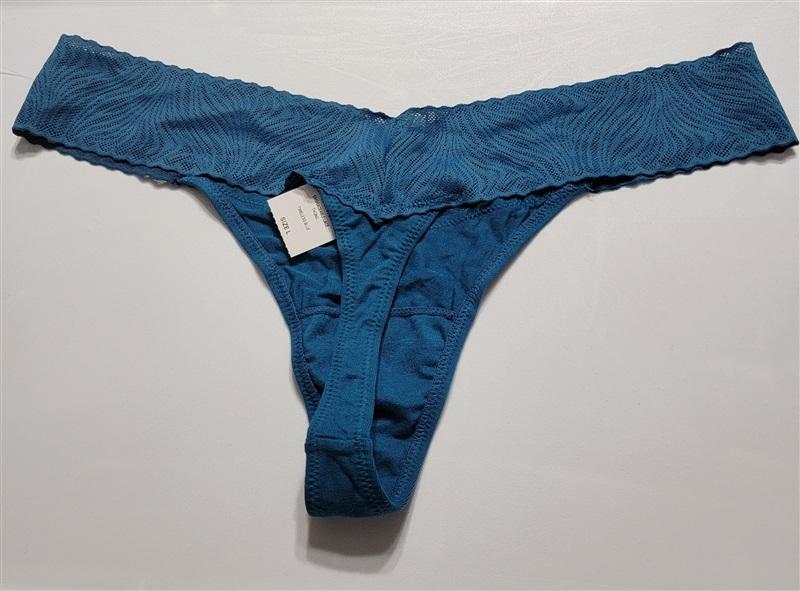 NWT Soma L Embraceable Lace Thong Teal blue 119448