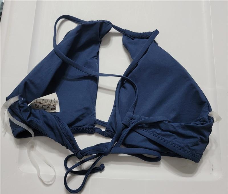 NWOT Becca Virtue L Color Code Hi Neck Keyhole Bikini Top Swim Blue 119488