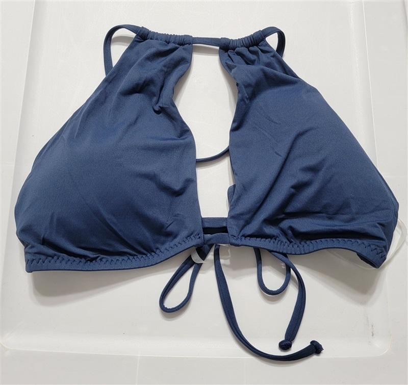 NWOT Becca Virtue D Color Code Hi Neck Keyhole Bikini Top Swim Blue 119489