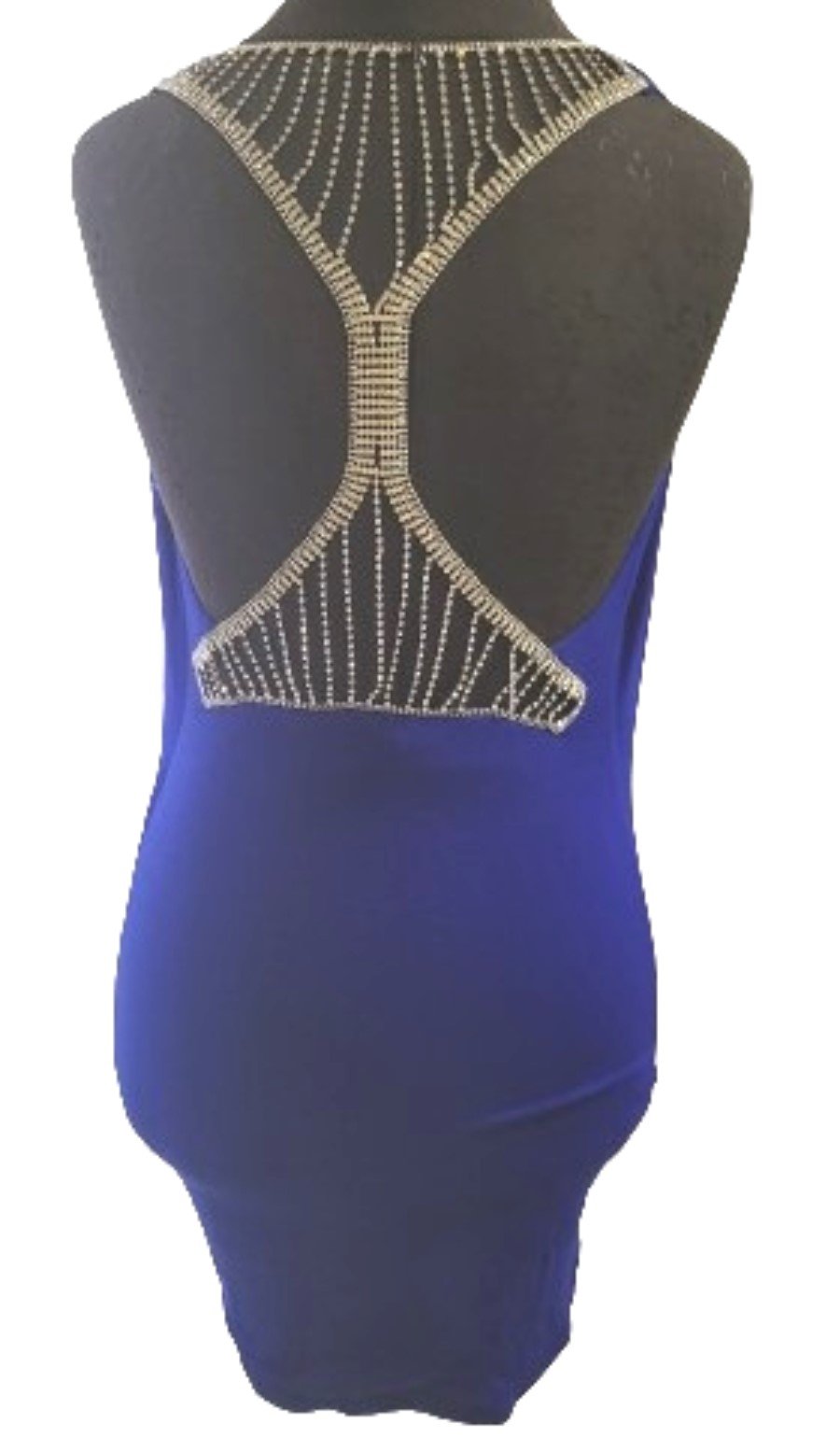 NWT Sky M Rhinestone Sleeveless Cowl Neck Tunic Top Mini Dress Blue 119490