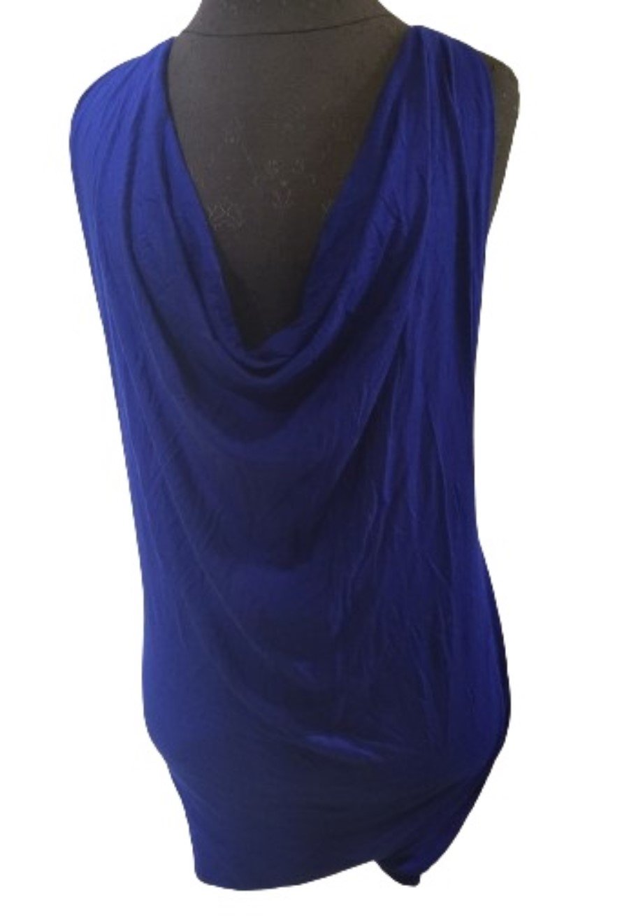 NWT Sky M Rhinestone Sleeveless Cowl Neck Tunic Top Mini Dress Blue 119490