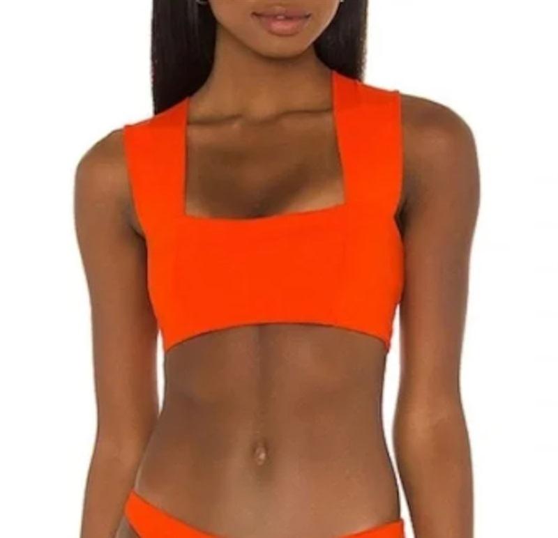 NWT L*Space XS Parker POP Orange Bikini Swim Top 119498