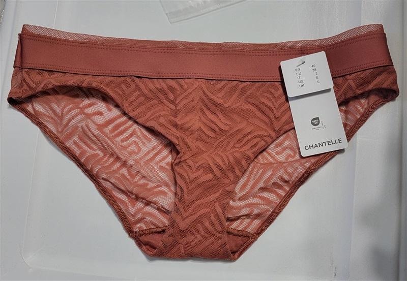 NWt Chantelle S Allure Striped Print Brief Panty Amber Brown 119520