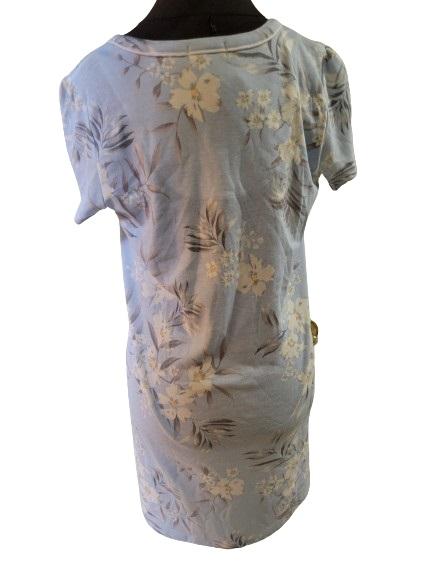 NWt Miss Elaine M Cap Sleeve Round Neck Woven Nightgown Pink Blue 119524