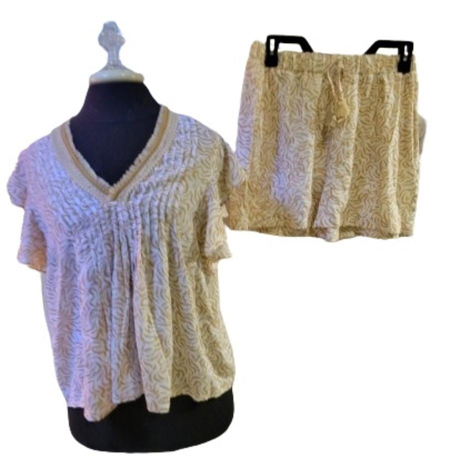 NWT Japna M Zebra Top & Boxer Shorts Pajama Set Animal Print 119528