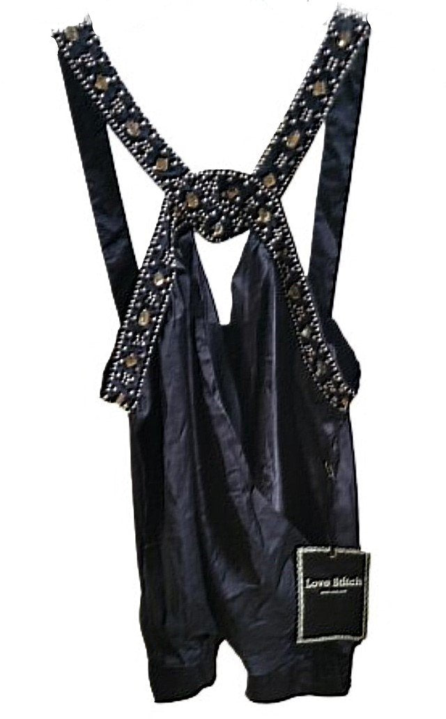 NWT Love Stitch Rhinestone & Bead Blouson Evening Top 119545
