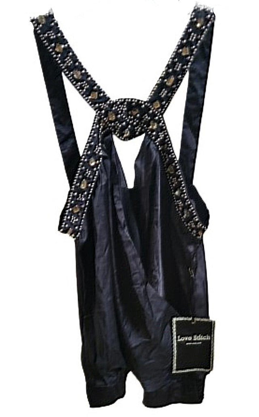 NWT Love Stitch Rhinestone & Bead Blouson Evening Top 119545