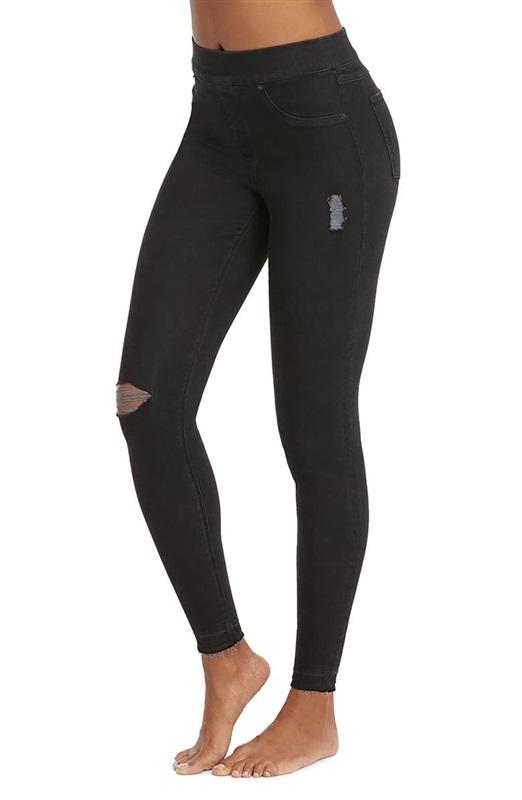 NWT Spanx XS Distressed Ankle Skinny Jeans 20213r Black 119551