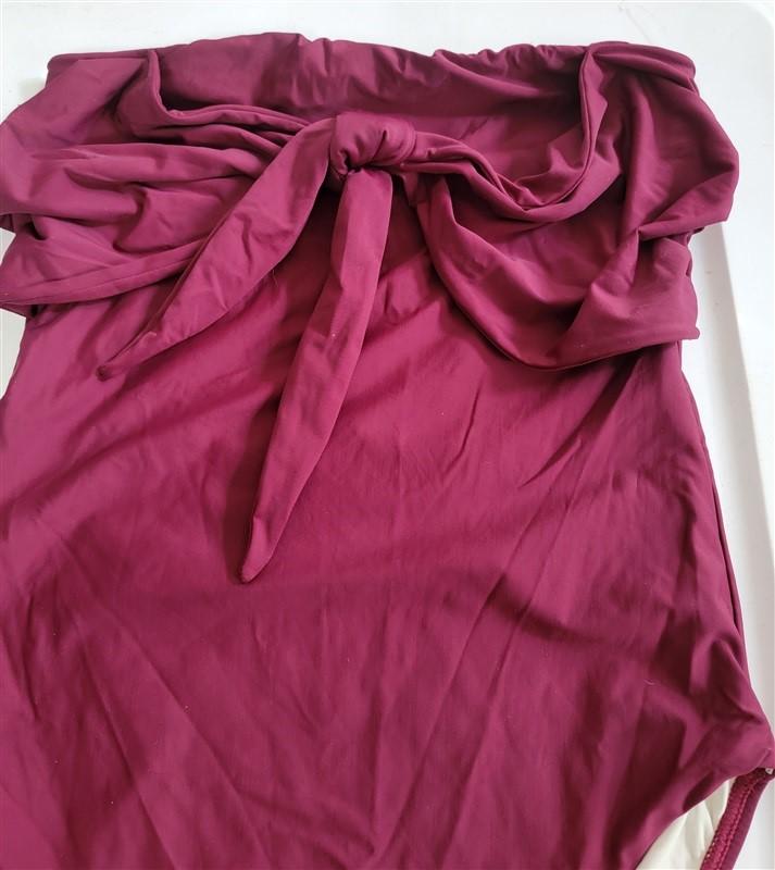 NWOT PilyQ M Vino Wine Bandeau Tie Front 1PC Swimsuit 119581