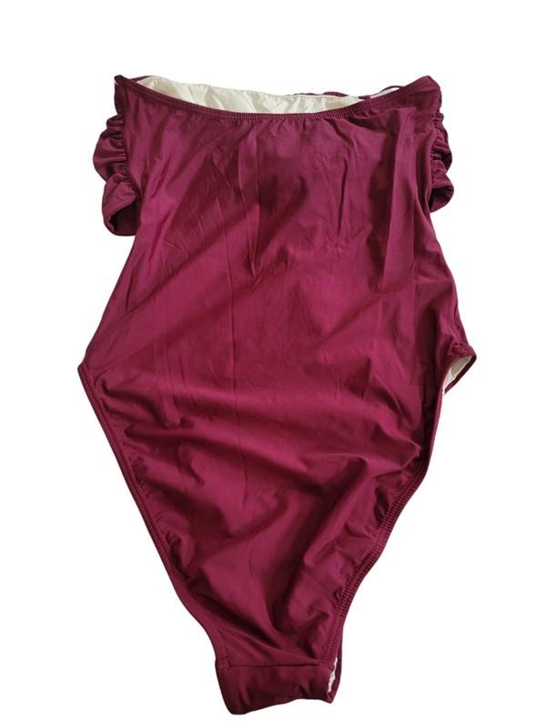 NWOT PilyQ M Vino Wine Bandeau Tie Front 1PC Swimsuit 119581