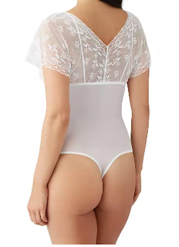 NWT Wacoal L Lifted In Luxury Bodysuit Semi Sheer 836333 Ivory 119609