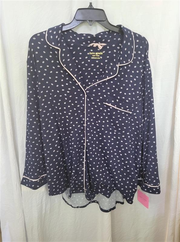 NWT Kate Spade 3X Notch Collar 3/4 Sleeve Lip Print Knit Pajama Set 119638