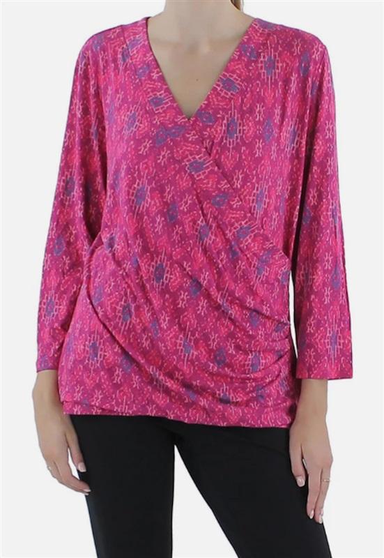 NWT Ralph Lauren XL Surplice Fuchsia 3/4 Sleeve Blouse 119639