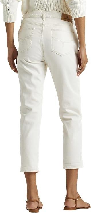 NWT Ralph Lauren 22W Patchwork Relaxed Tapered Ankle Jeans in Cream 119644