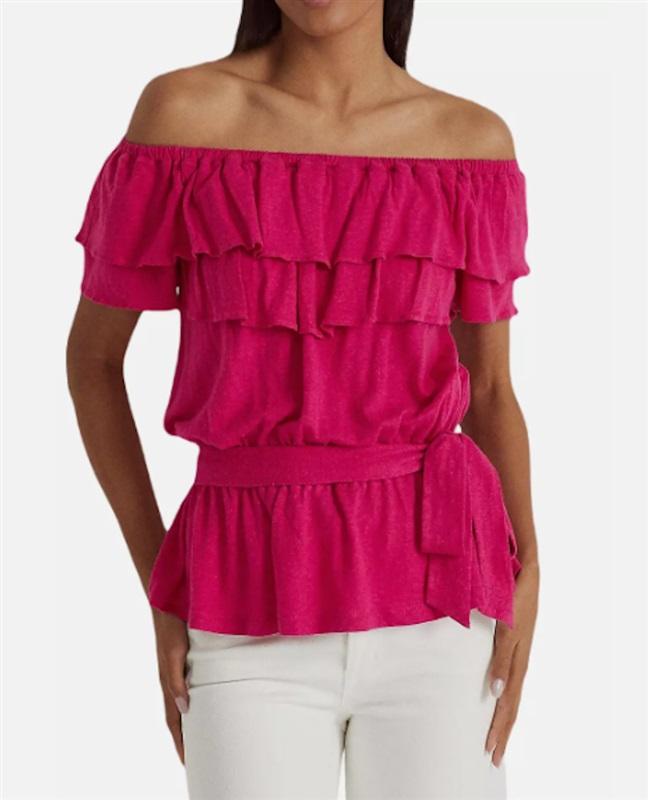 NWT Ralph Lauren XL Off Shoulder Sport Top Peplum 119646