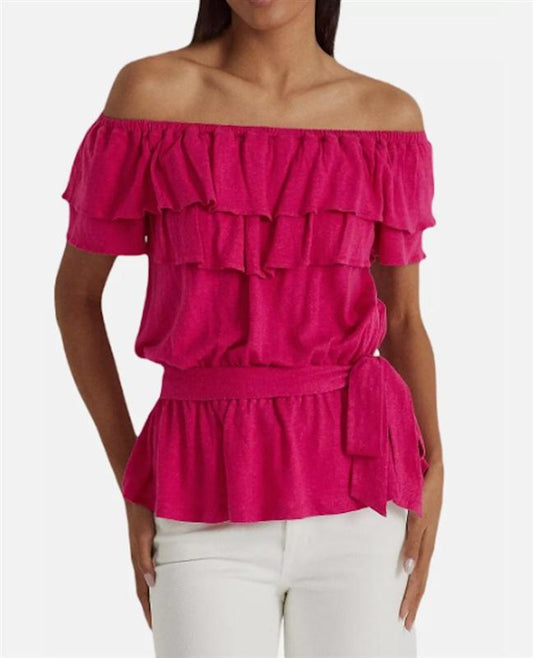 NWT Ralph Lauren XL Off Shoulder Sport Top Peplum 119646