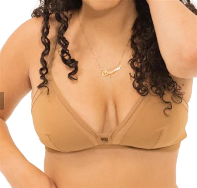 NWT Naked Rebellion Large Bralette Wire Free Dk Beige 119665