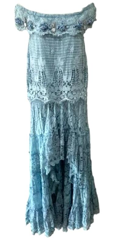 NWOT Boston Proper S Off The Shoulder Lace Maxi Dress Beaded 119694