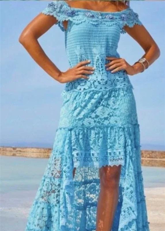 NWOT Boston Proper XS Off The Shoulder Lace Maxi Dress Beaded 119695