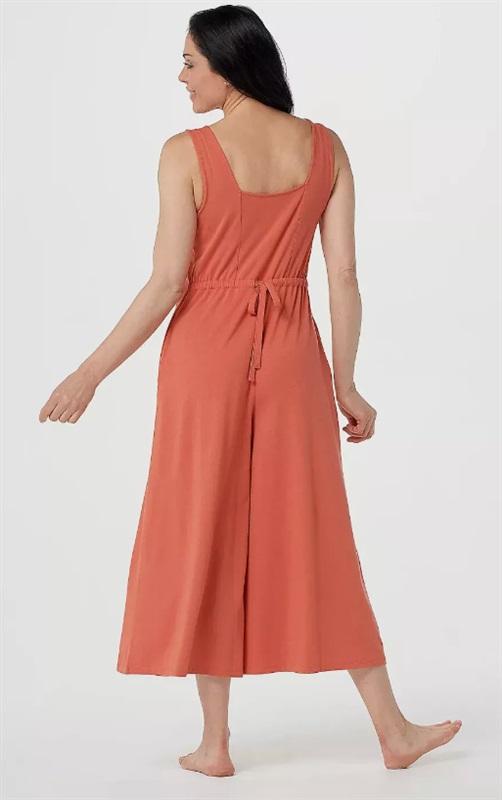 NWOt Anybody 1X Wide-Leg Jumpsuit Back Tie Oatmeal 119701
