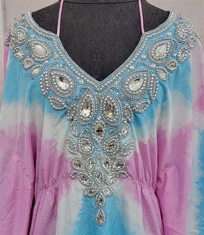 NWOT Boston Proper M Embellished Ombre Maxi Dress Kaftan 119706