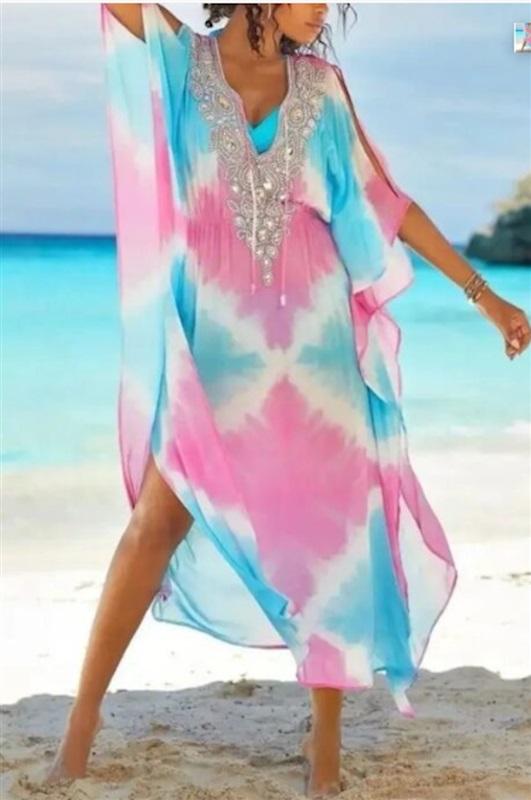 NWOT Boston Proper M Embellished Ombre Maxi Dress Kaftan 119706