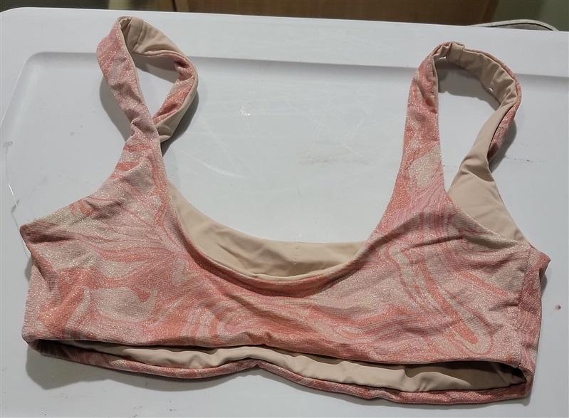 NWT L*Space S Lizzie Tie Dye Peach Pink Shimmer Bikini Top 119743